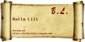 Balla Lili névjegykártya